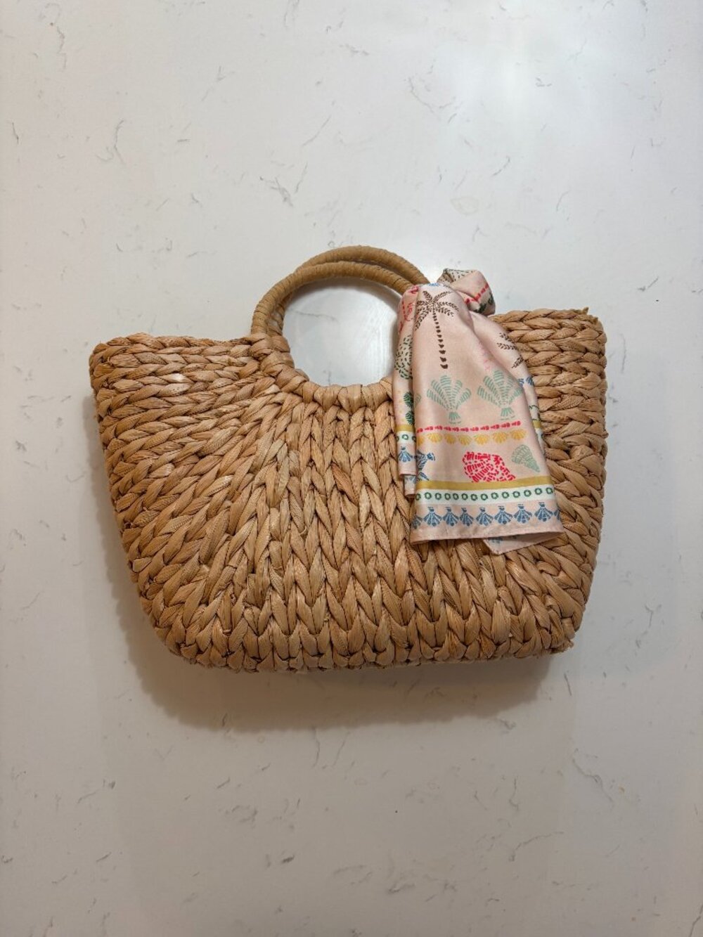 Rattan Beach Purse with Anthropologie Scarf